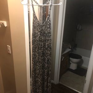 Black and white leopard print maxi dress